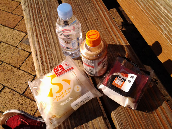 Breakfast bought at the convenience store.
